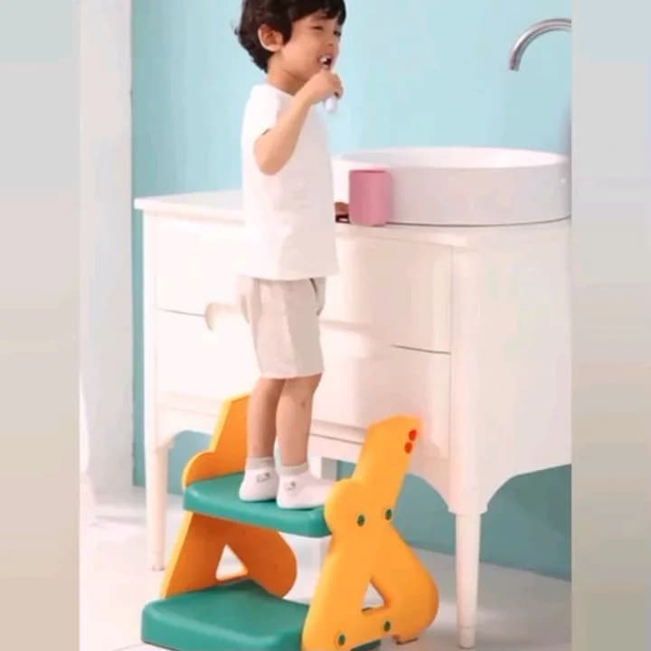 رابط پله دار توالت فرنگی کودک، رنگ قرمز، آبی، صورتی، بنفش، سبز و زرد، جنس پلاستیک، دستهدار
