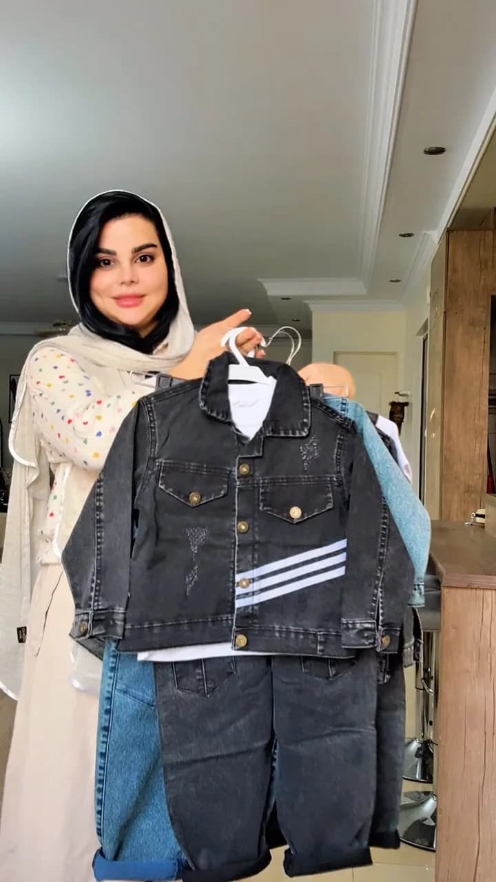 ست بیلر و کت جین و تیشرت بچگانه
