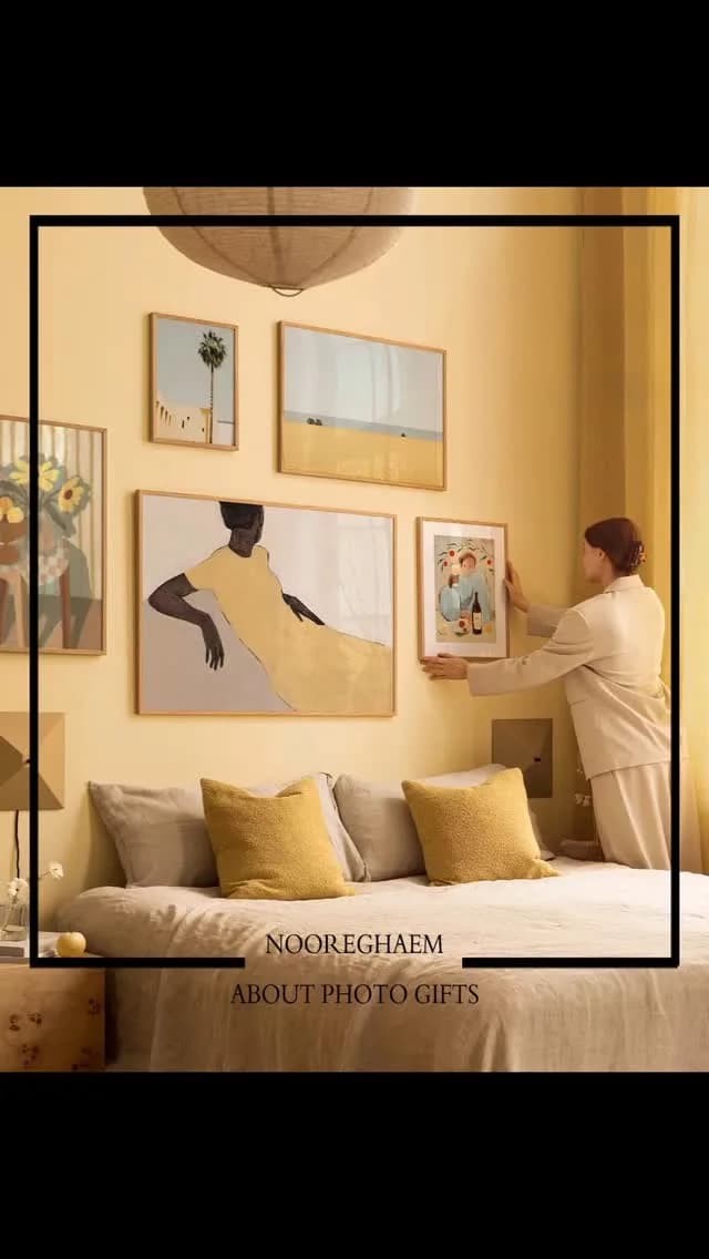 پکیج تابلو دکوراتیو، رنگ کرم و زرد، مجموعه چندتایی