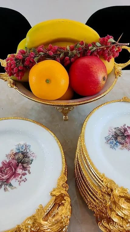 بشقاب میوهخوری دستهدار ۶ عددی