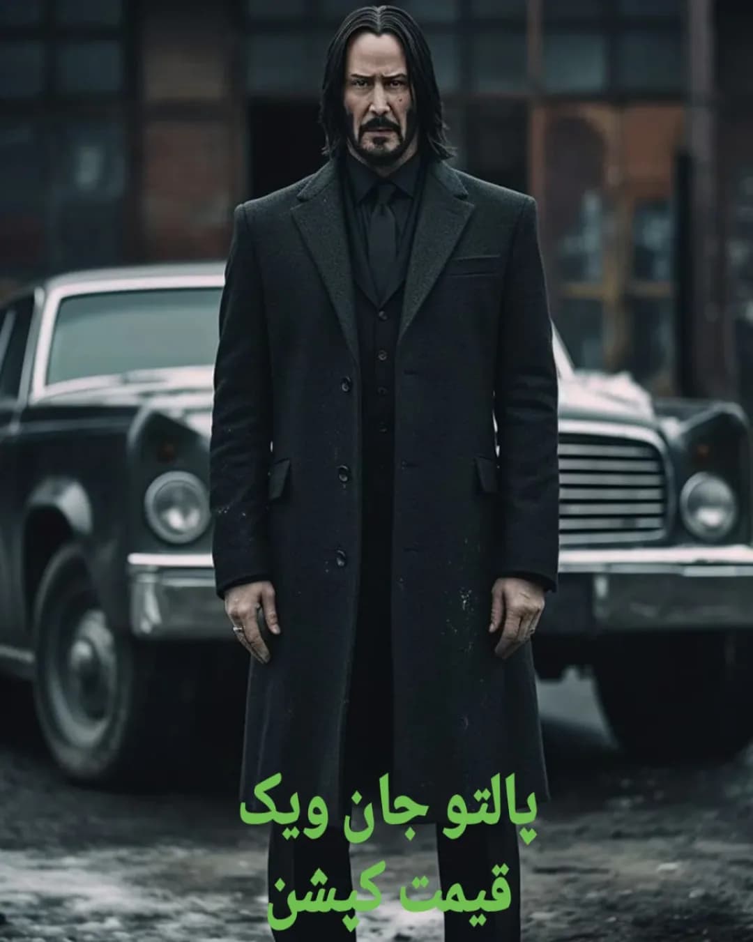 پالتو بلند سبک جان ویک، رنگ مشکی، جنس پشم، یقه برگردان، آستین بلند، جذب