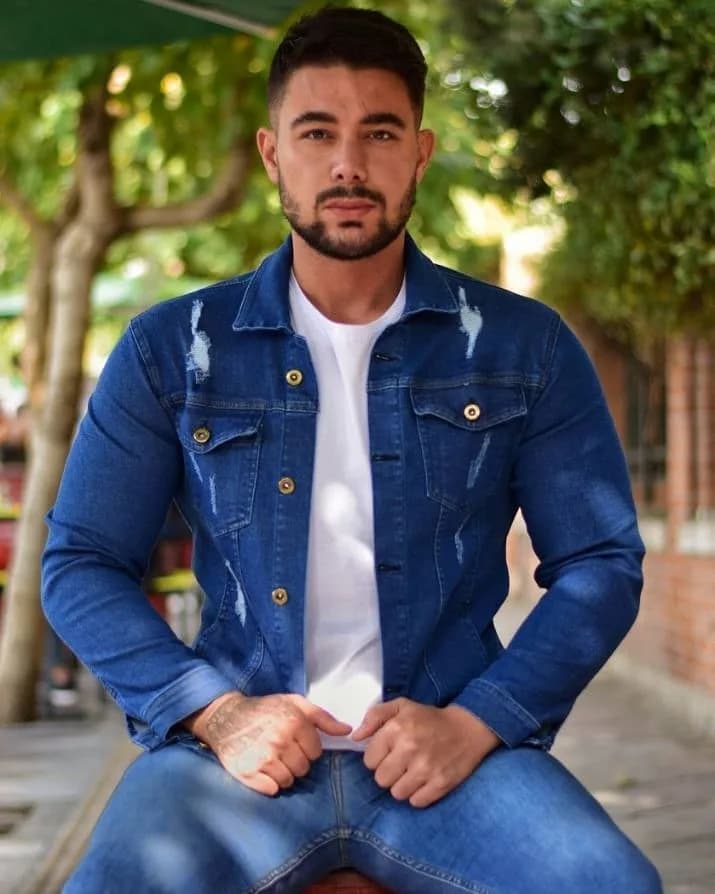 کت جین، رنگ آبی، کوتاه، یقه دار، جذب