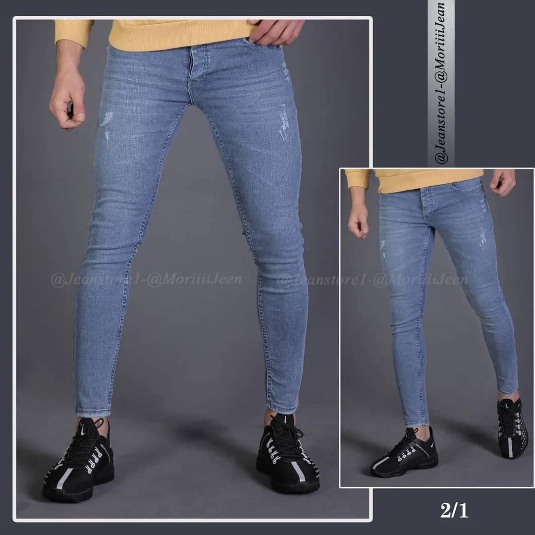 شلوار جین، رنگ آبی روشن، جذب، فاق متوسط