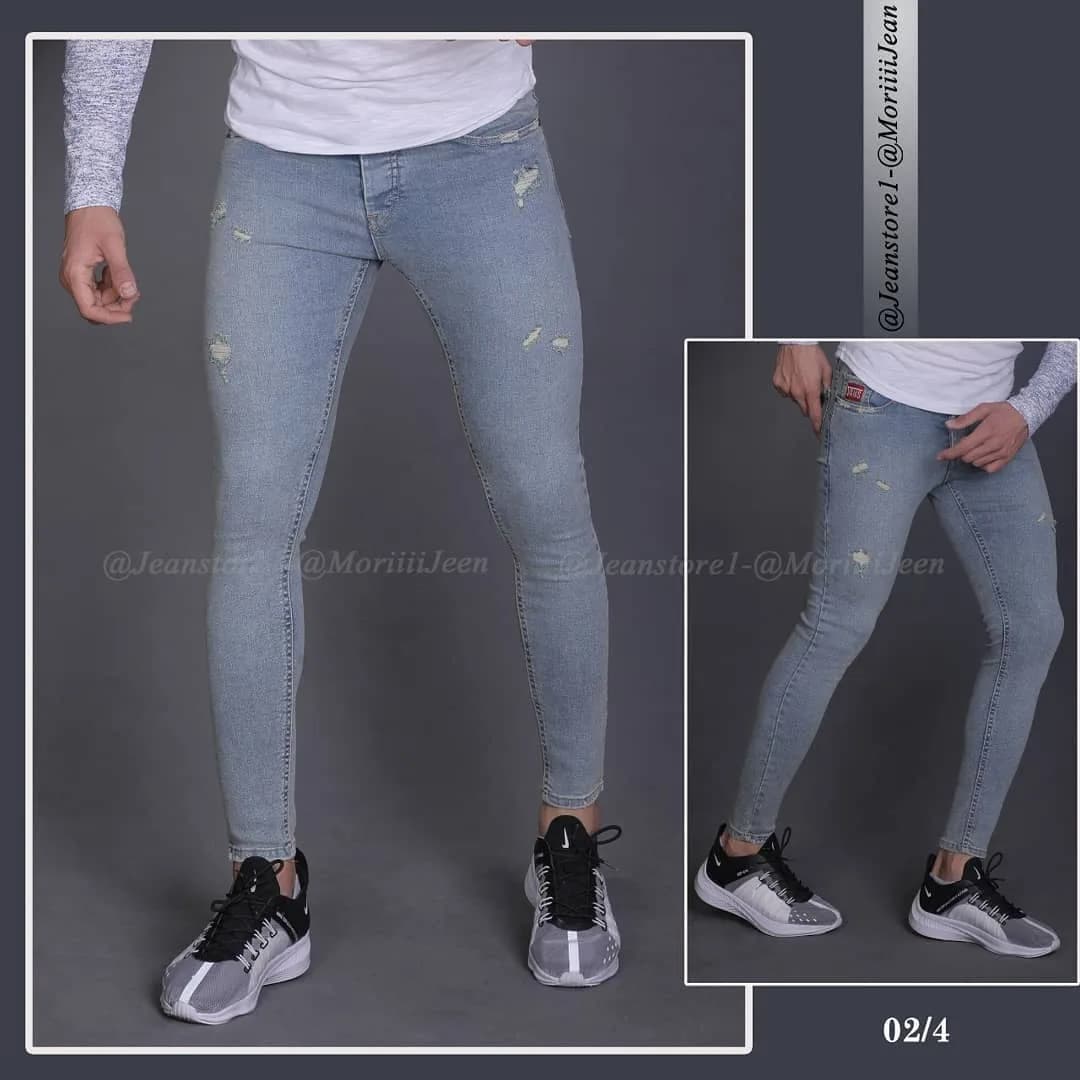 شلوار جین، رنگ آبی روشن، جذب، یخی