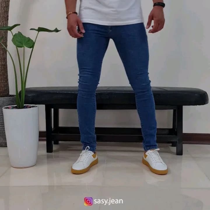 شلوار جین اسلیم فیت، رنگ آبی، جذب