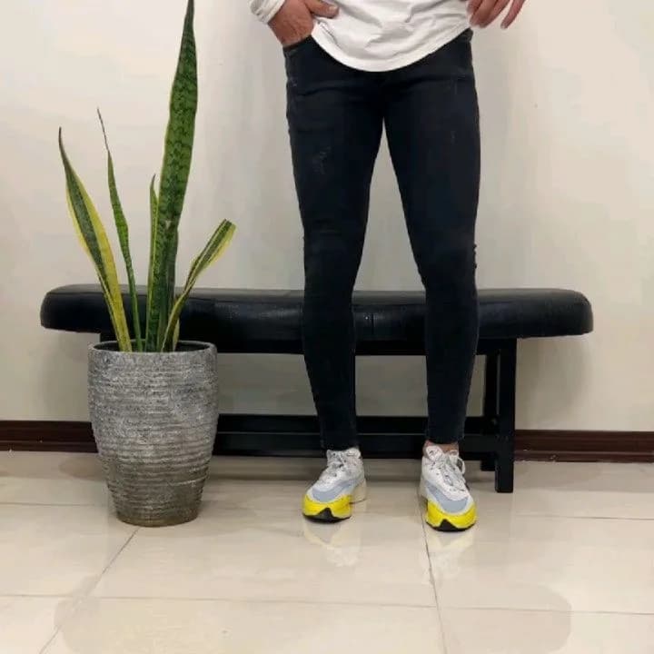 شلوار جین مردانه، رنگ مشکی، جذب، مچدار