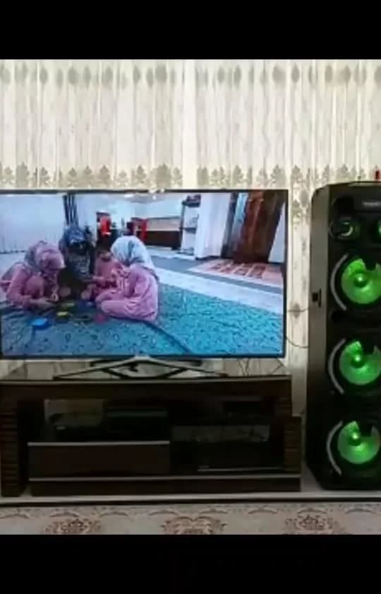 اسپیکر چراغدار مکسیدر، رنگ مشکی و سبز، جنس پلاستیک، ایستاده بزرگ