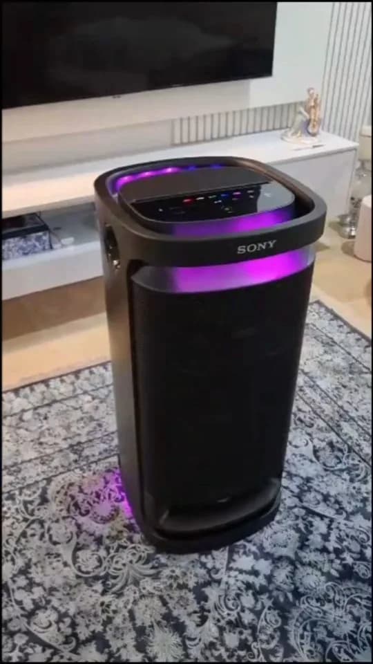 اسپیکر ایستاده سونی، رنگ مشکی و بنفش، جنس پلاستیک و فلز، ایستاده بزرگ