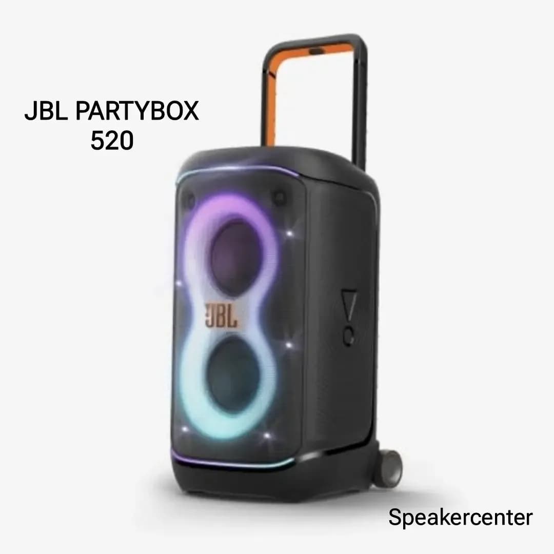 اسپیکر Partybox 520 JBL، رنگ مشکی، بنفش و آبی، جنس پلاستیک، چرخدار، دستهدار
