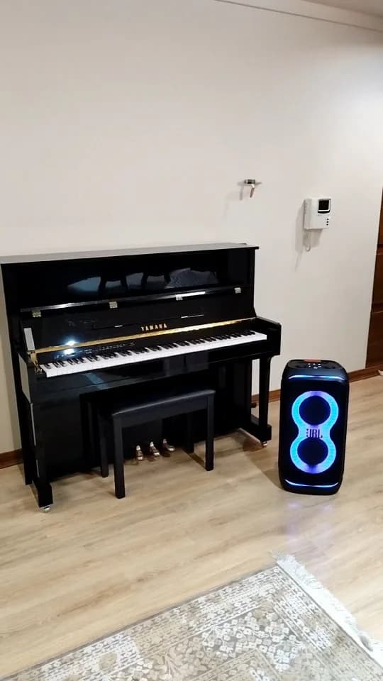 اسپیکر پارتیباکس JBL، رنگ مشکی و آبی، جنس پلاستیک، استوانهای