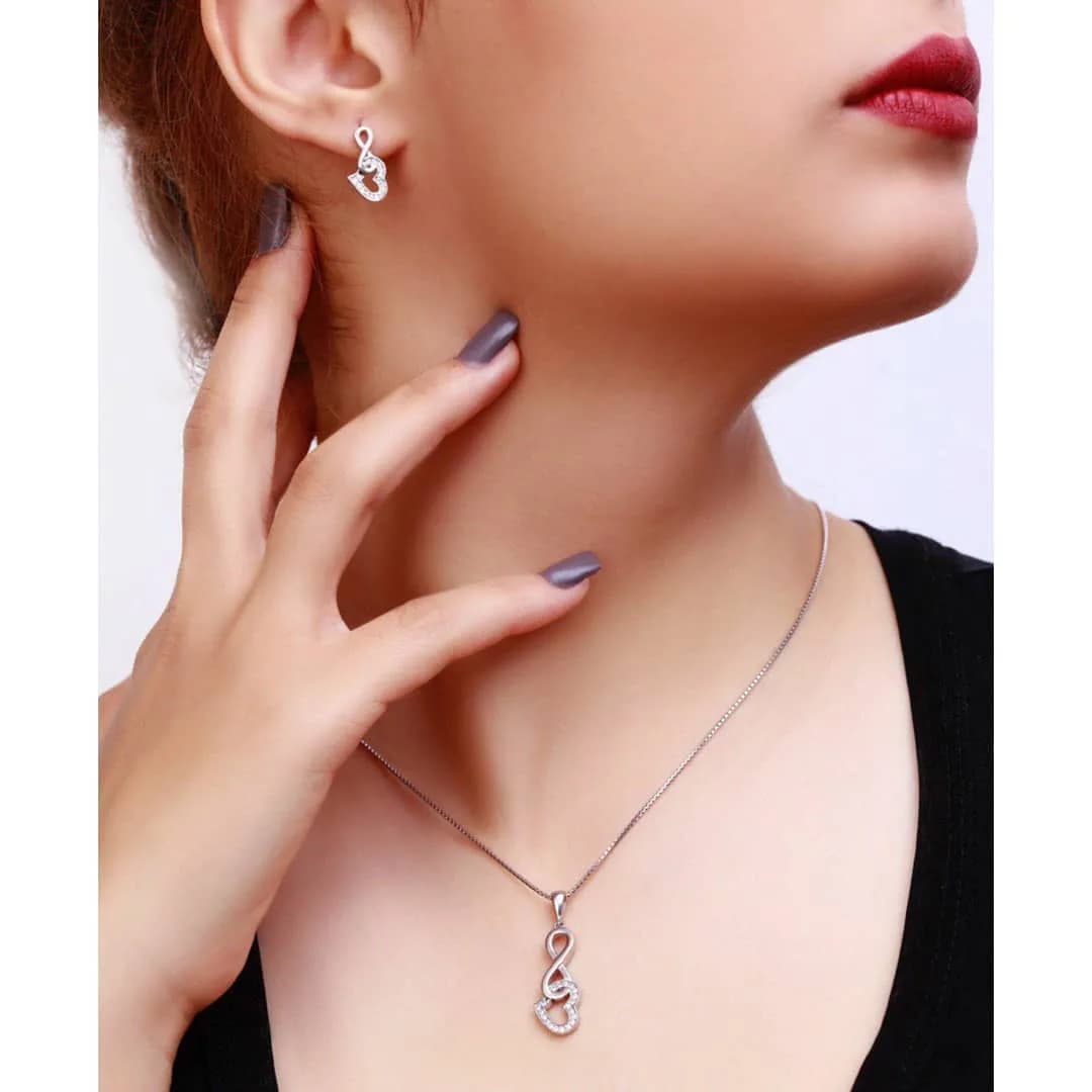 نیمست نقره طرح قلب و بینهایت