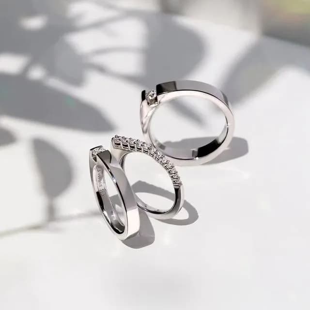 حلقه ست نقره ساده با پشت حلقه