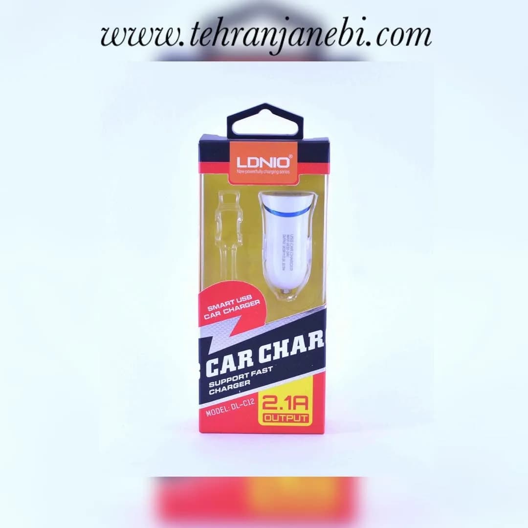 شارژر فندکی خودرو مدل DL-C17 الدینیو، رنگ سفید و قرمز، جنس پلاستیک و فلز، تک پورت USB
