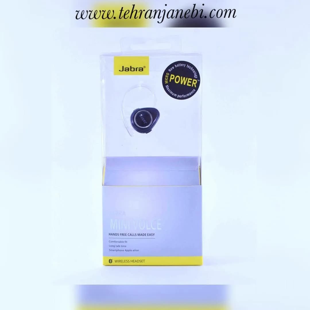 هندزفری بلوتوثی مدل mini volce Jabra، رنگ مشکی، جنس پلاستیک، دورگوشی کوچک