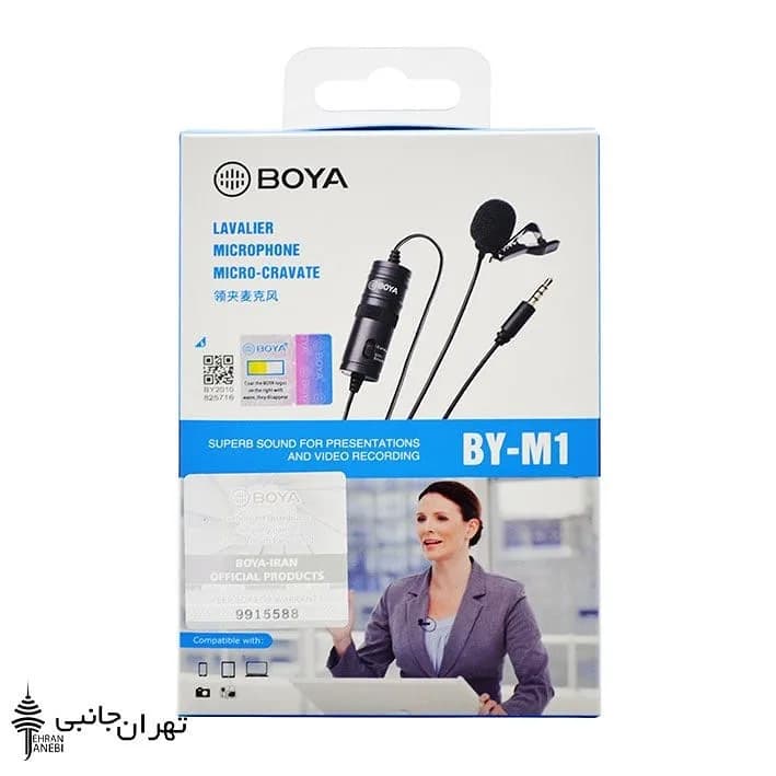 میکروفن یقهای BY-M1 Boya، رنگ مشکی، جنس فلز و پلاستیک، سیمدار