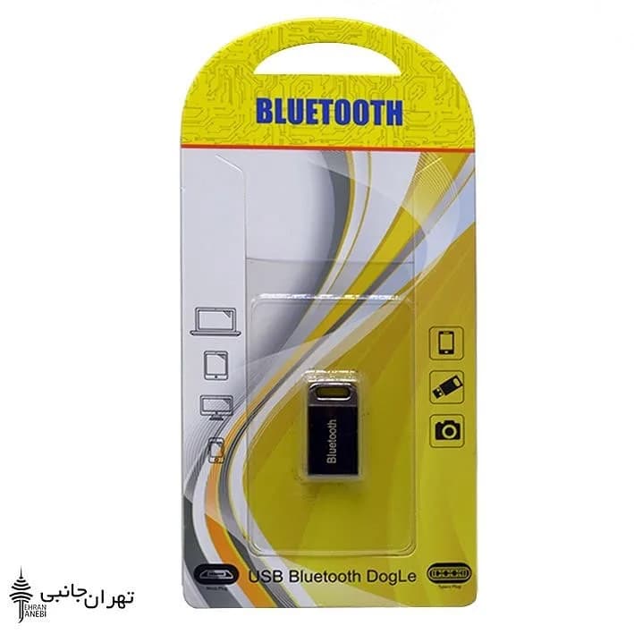 دانگل بلوتوث USB، رنگ مشکی و زرد، جنس پلاستیک و فلز، دانگل بلوتوث کوچک