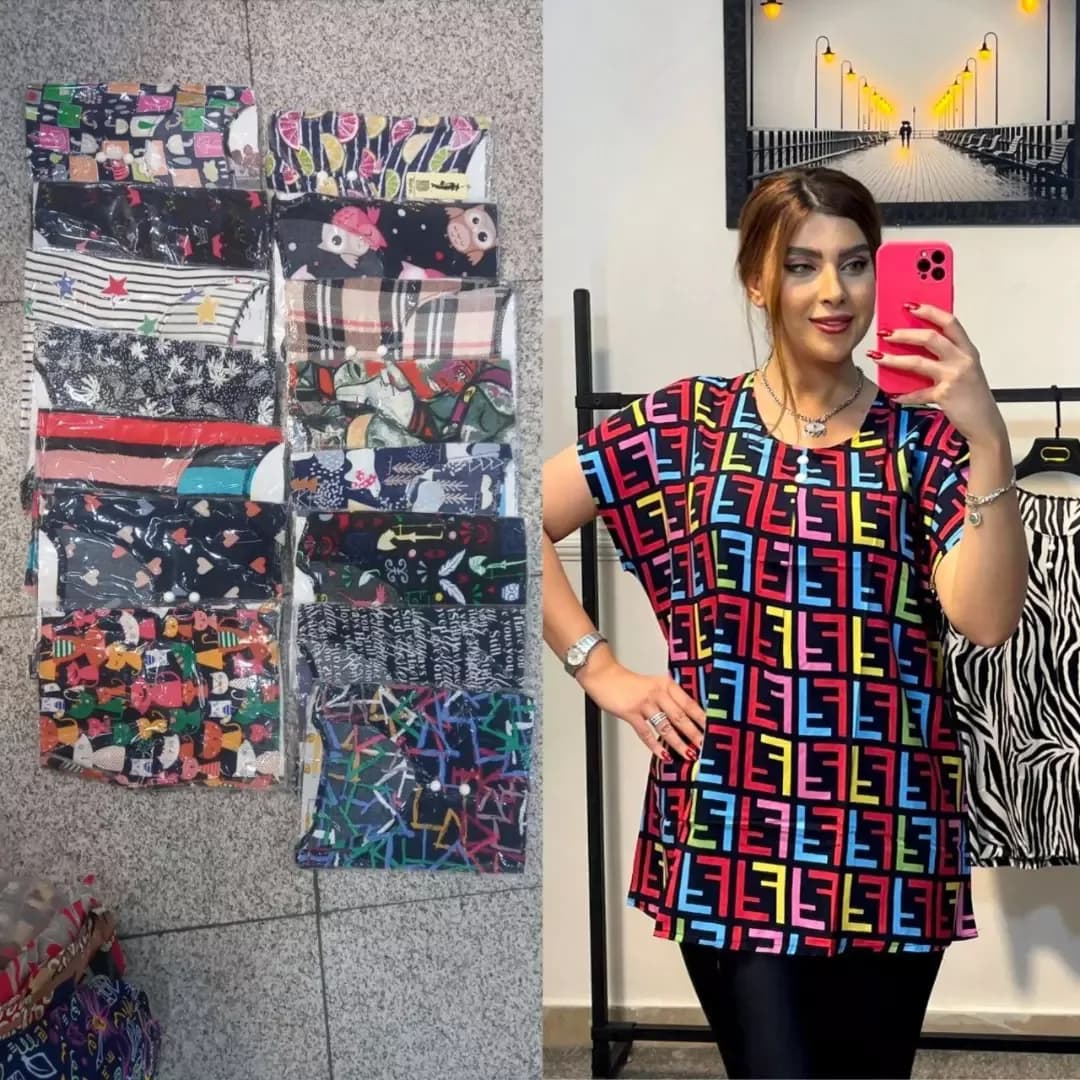 تیشرت زنانه نخی قوارهدار