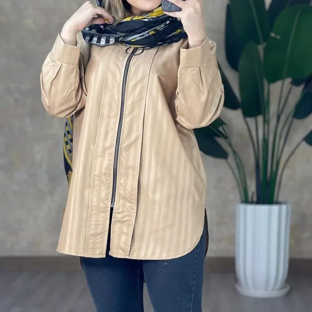 شومیز داکرون خطی زیپدار
