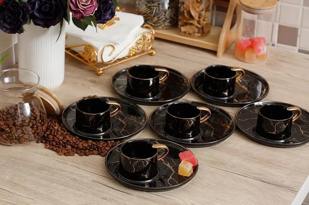 فنجان قهوه ترک طرح ماربل