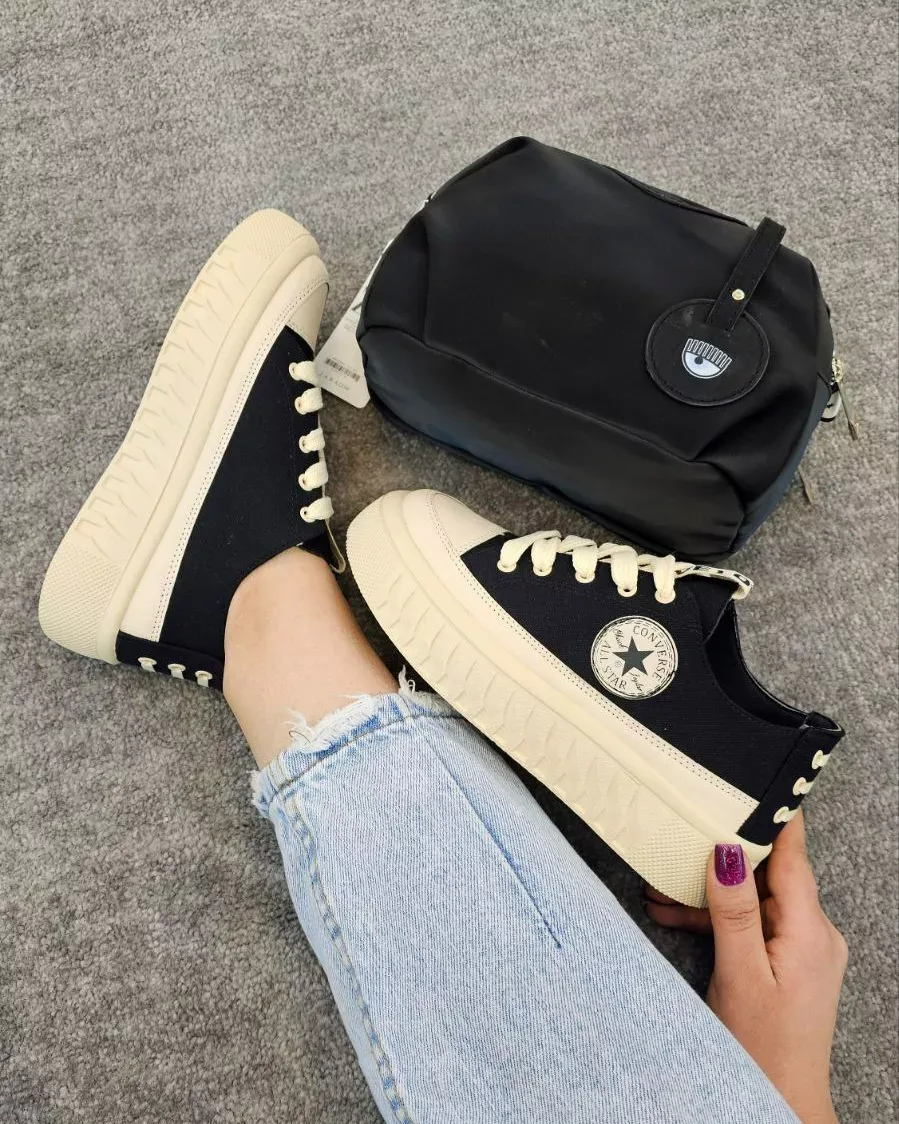 کتانی پارچه‌ای ساق‌دار زنانه کرم — عکس ۷