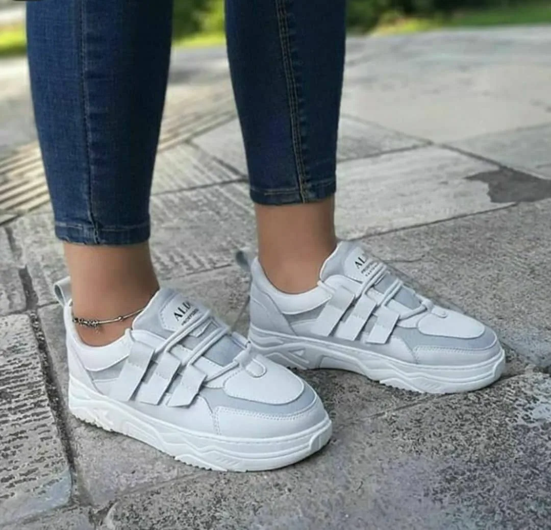 کتانی چسبی ساده زنانه (صورتی، طوسی، مشکی) — عکس ۵