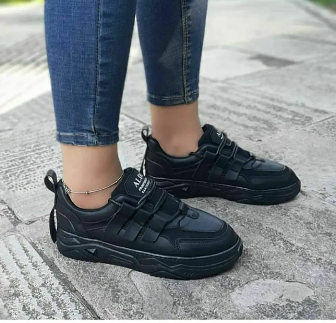 کتانی چسبی ساده زنانه (صورتی، طوسی، مشکی) — عکس ۶