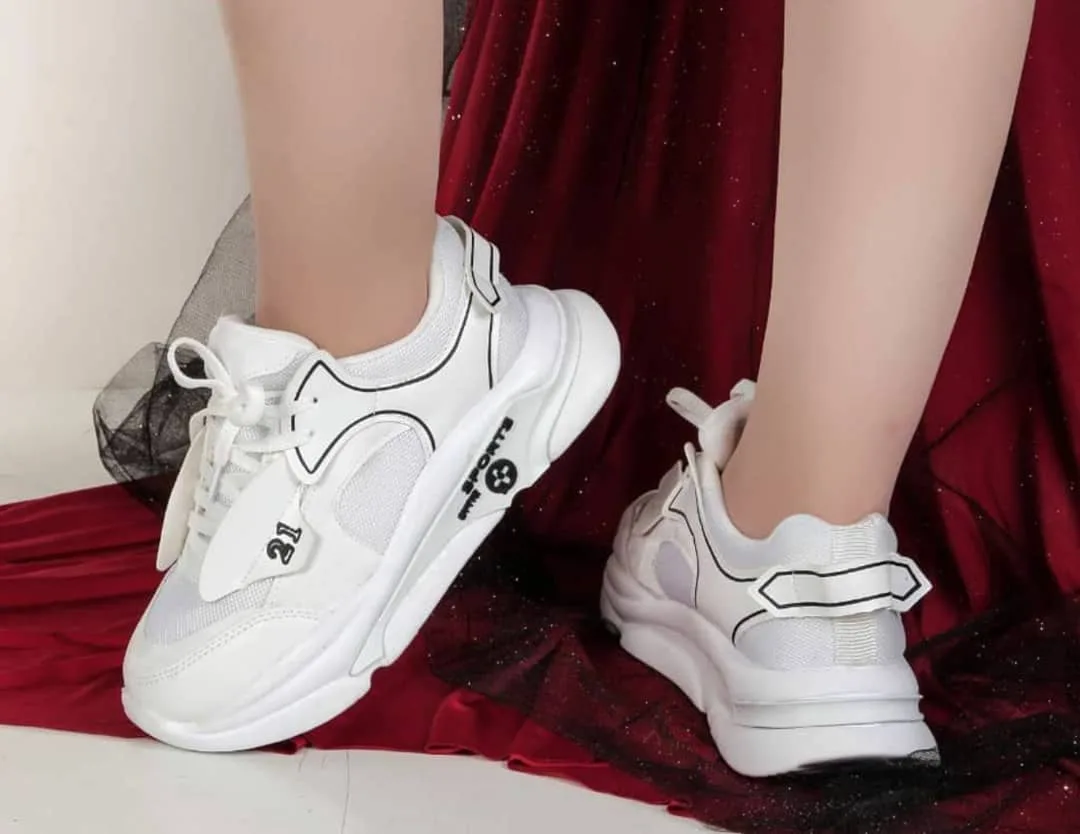 کتانی اسپرت زنانه (سفید، صورتی، طوسی) — عکس ۲