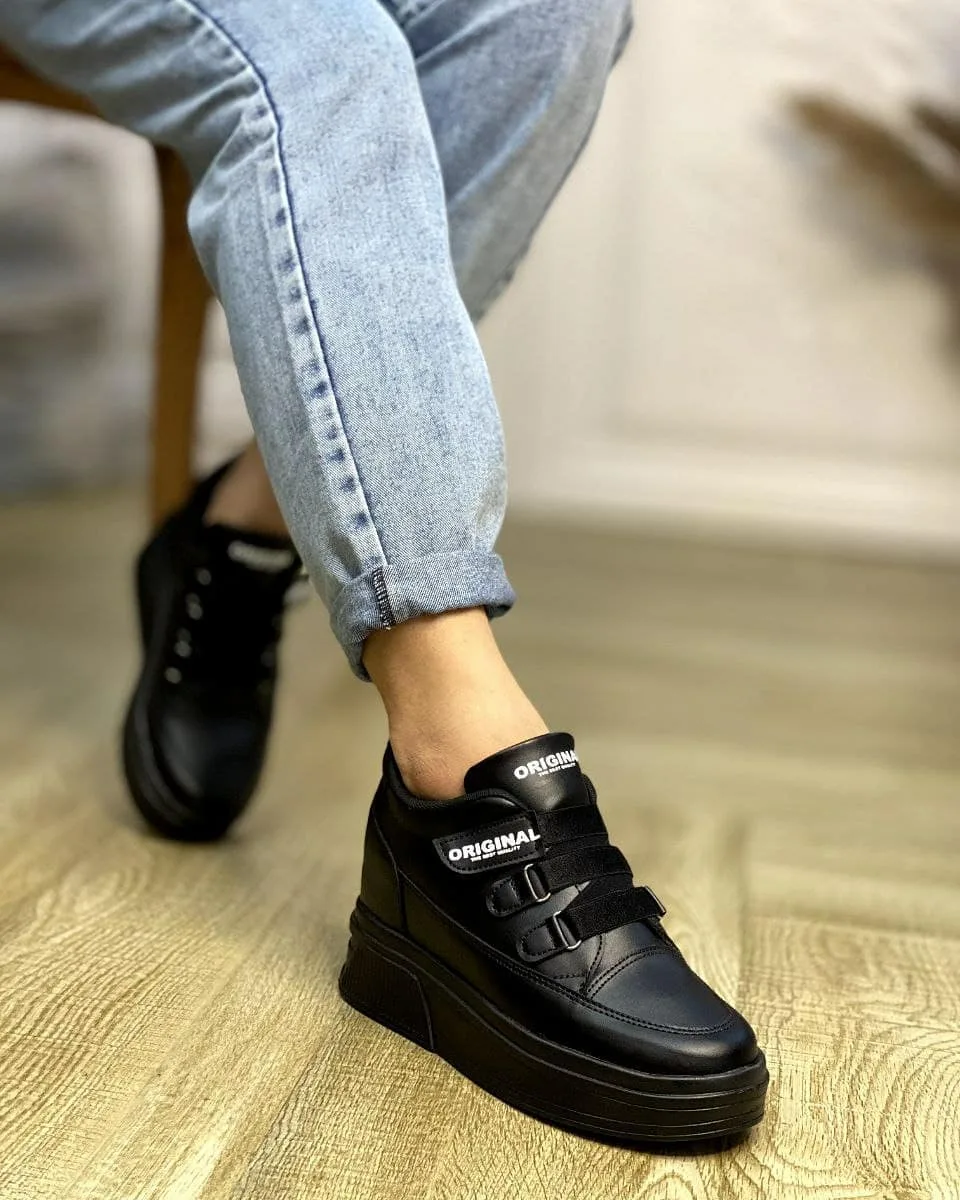 کتانی چسبی کف‌ضخیم زنانه سفید — عکس ۲