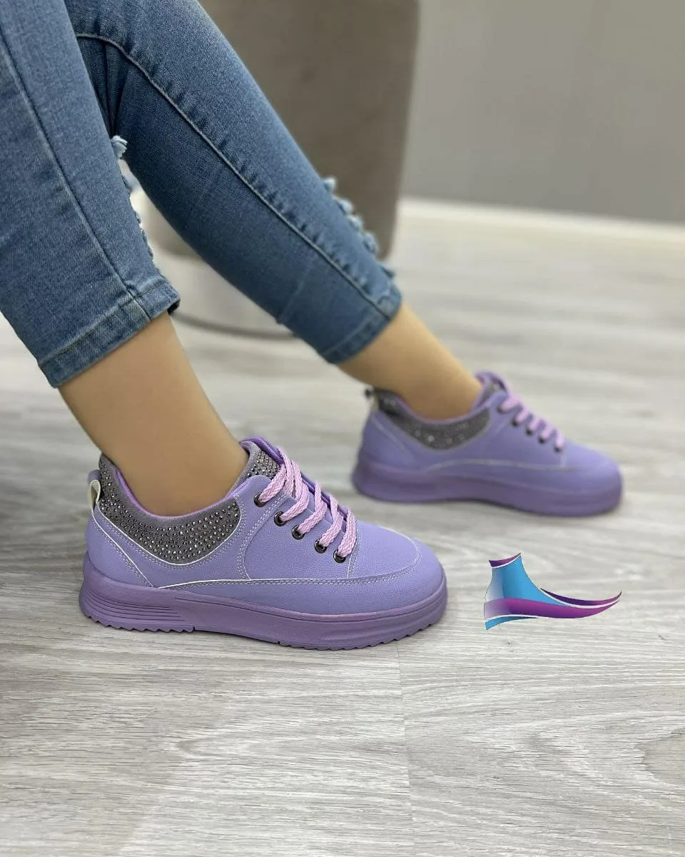 کتانی بنددار زنانه صورتی — عکس ۲