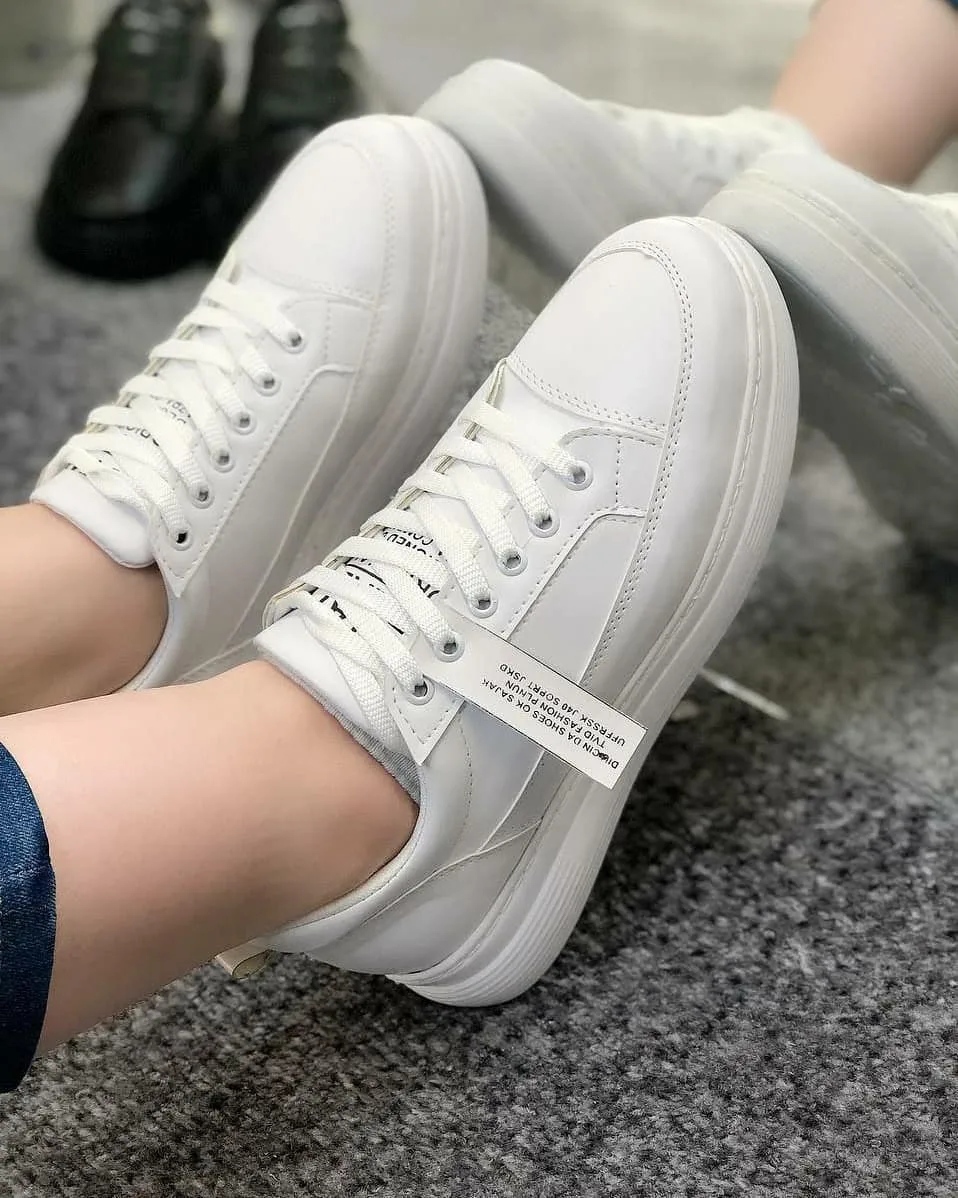 کتانی چسبی زنانه سفید و صورتی — عکس ۸