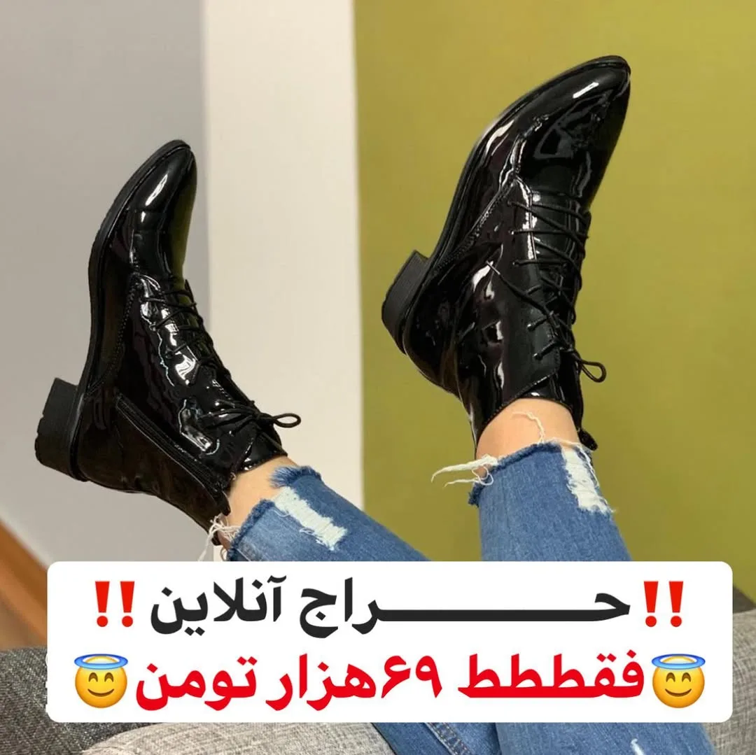 بوت مدل جوکری، رنگ مشکی، جنس چرم مصنوعی، ساق کوتاه، بندی، پاشنه کوتاه