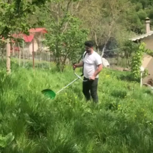 علف‌زن بنزینی دوشی رکس، رنگ سبز و نقره‌ای، جنس فلز و پلاستیک، دستی، موتوردار