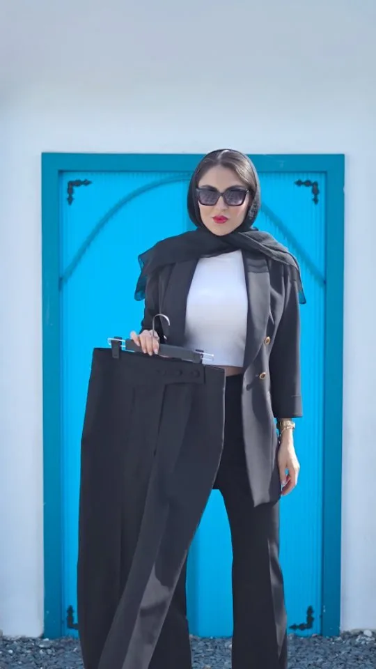 شلوار پارچهای زنانه، رنگ مشکی، راسته، بلند