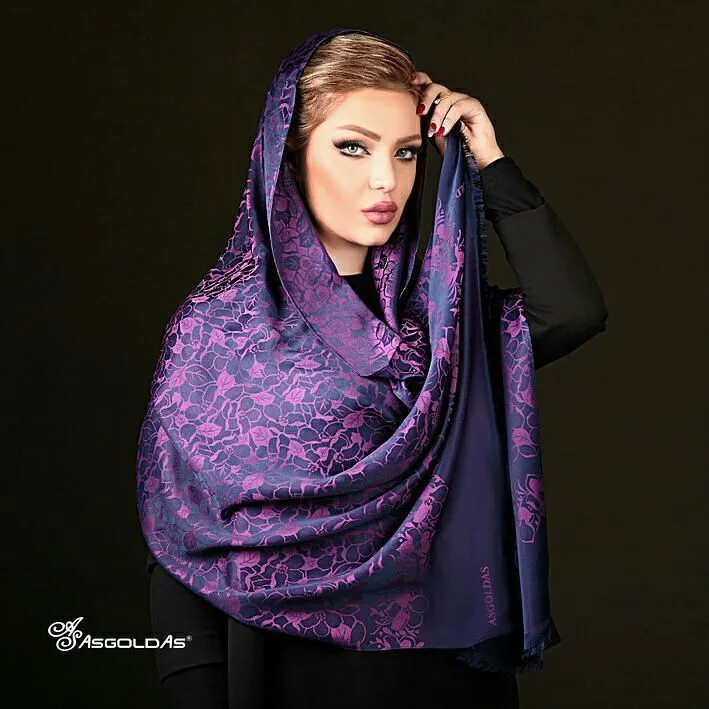 روسری، رنگ بنفش و مشکی، طرح گلدار، بزرگ قواره