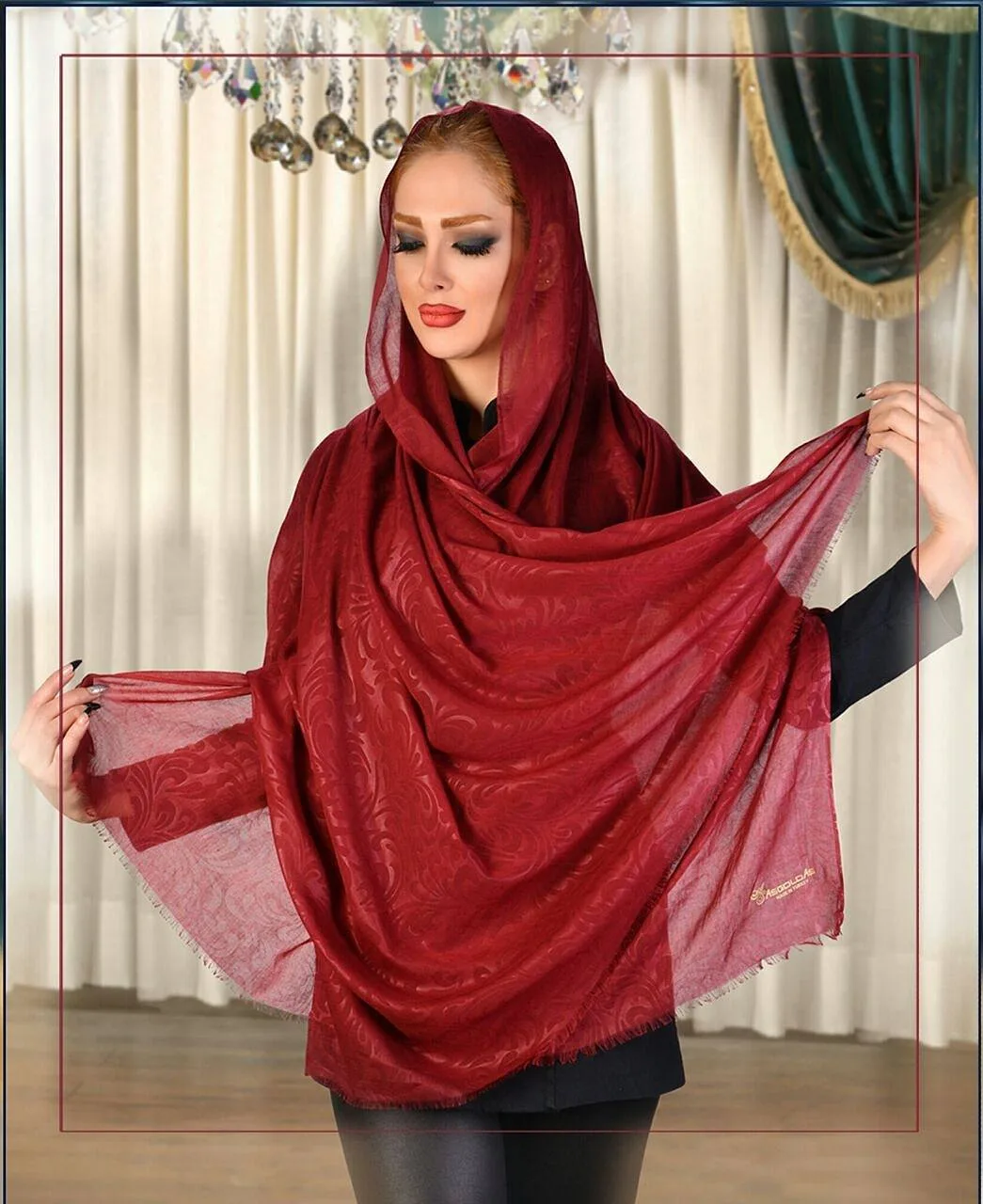 شال، رنگ زرشکی، مستطیلی، بلند