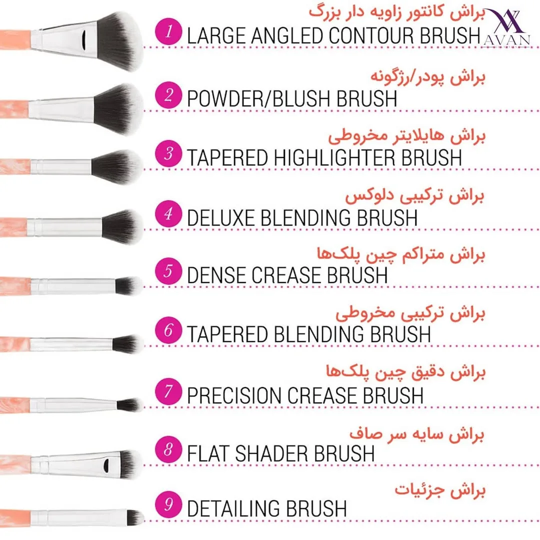 ست براش ۹ عددی رز کوارتز — عکس ۴