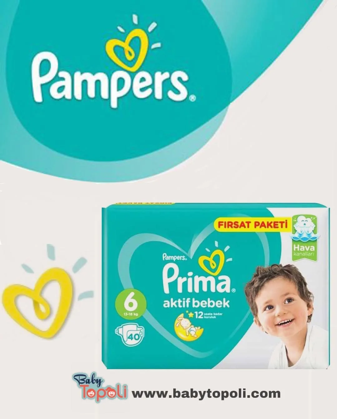 پوشک چسبی سایز ۶ پریما، رنگ آبی و سبز، جنس پلاستیک و پنبه، بسته پوشک
