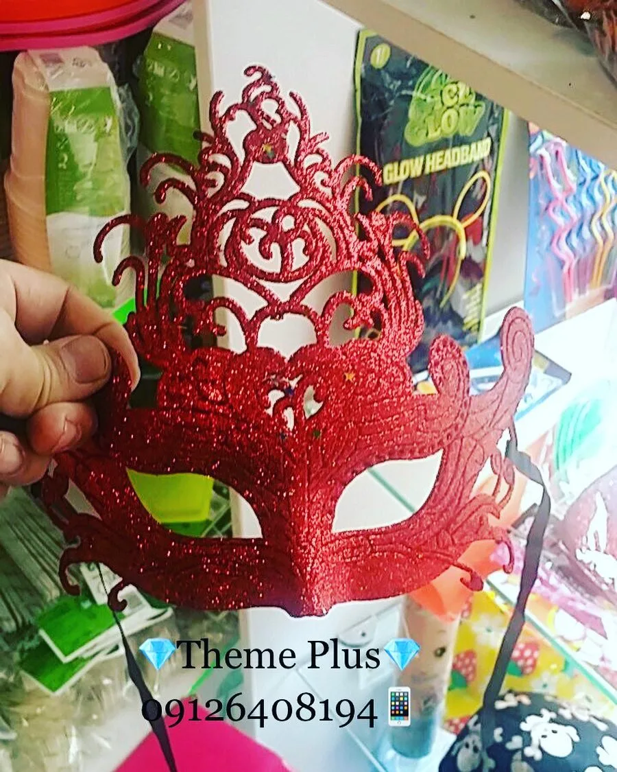 ماسک و صورتک فانتزی، رنگ قرمز، جنس پلاستیک، توری، تزئینی