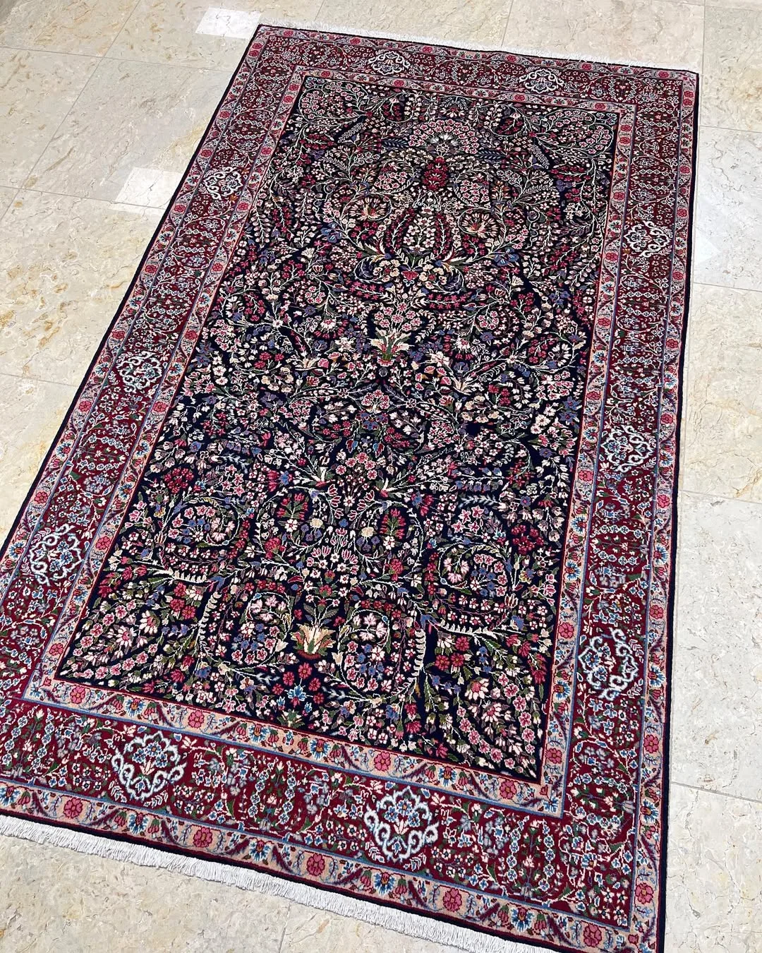 جفت قالیچه پرده ای درختی آنتیک کرمان