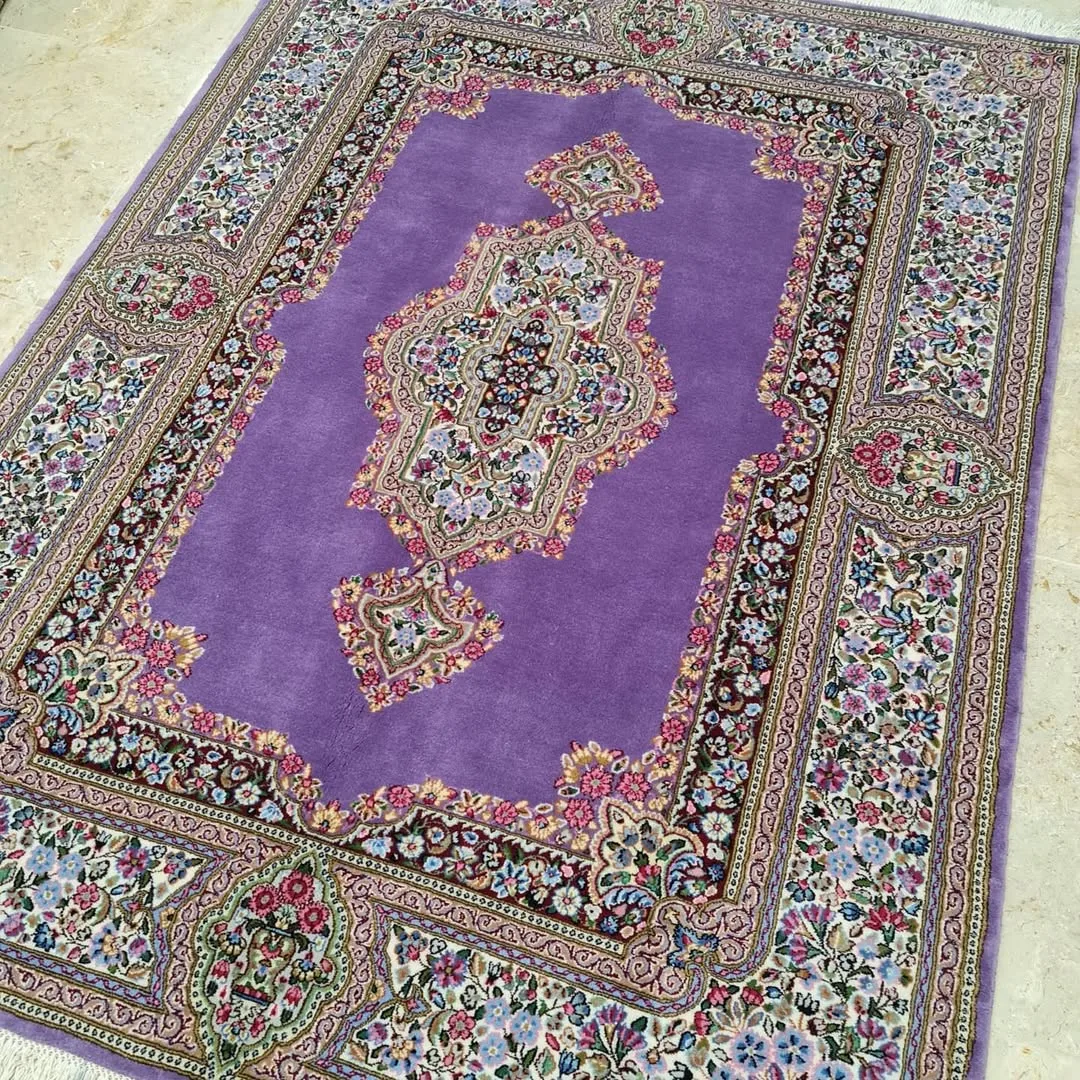 قالیچه سه متری کفساده بنفش کرمان
