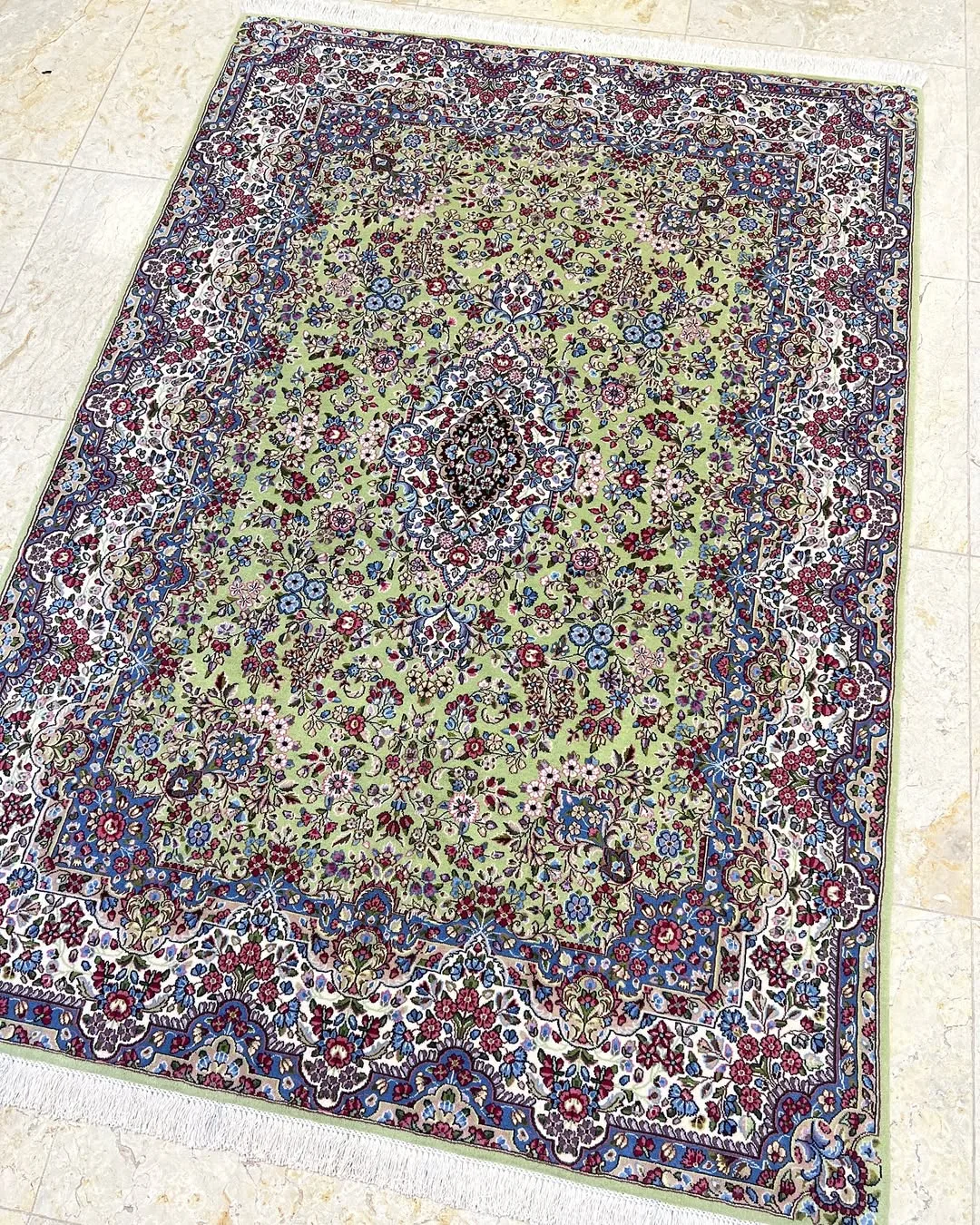 قالیچه سه متری سبز سرام کرمان