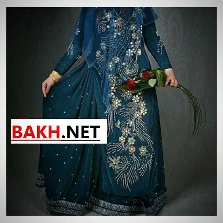 لباس محلی مجلسی زنانه مدل ۵۶، رنگ سرمه‌ای و نقره‌ای، جنس مخمل، طرح گلدوزی، بلند، آستین بلند