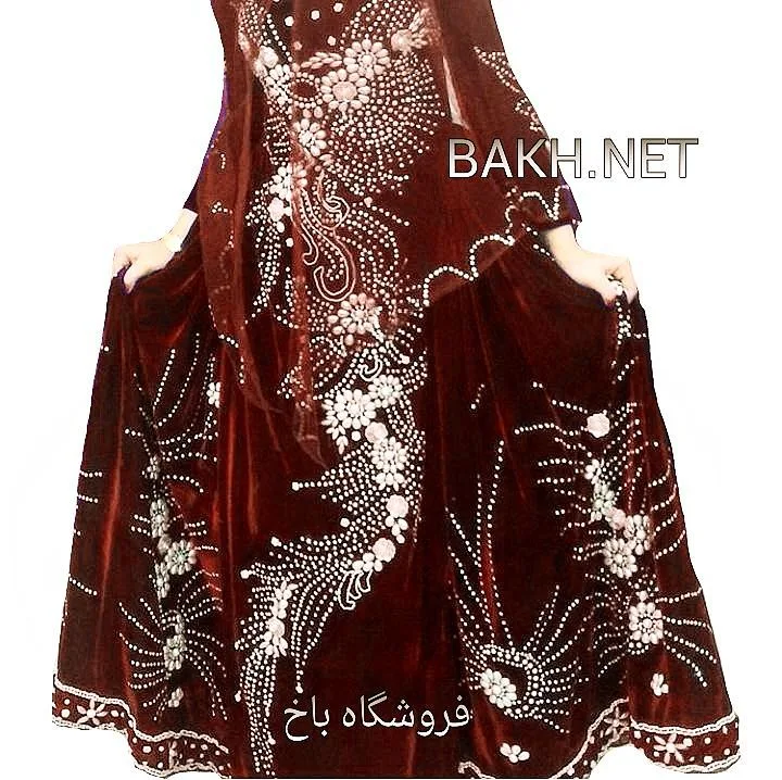 پیراهن ماکسی محلی لری مدل ۱۴۵، رنگ قرمز و سفید، جنس مخمل، طرح گلدوزی، بلند آستین‌بلند جذب