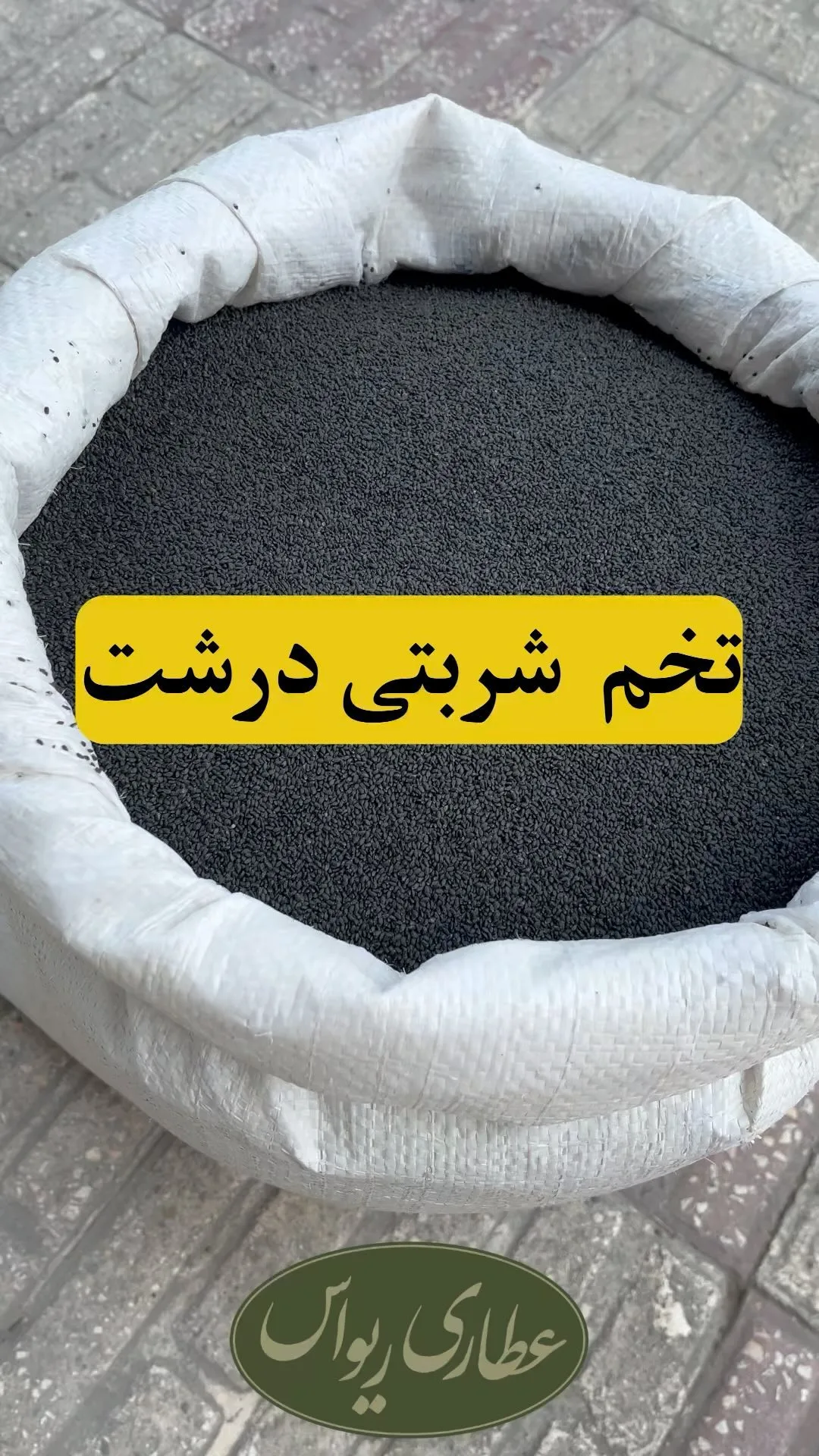 تخم شربتی درشت، رنگ مشکی، دانه‌ای
