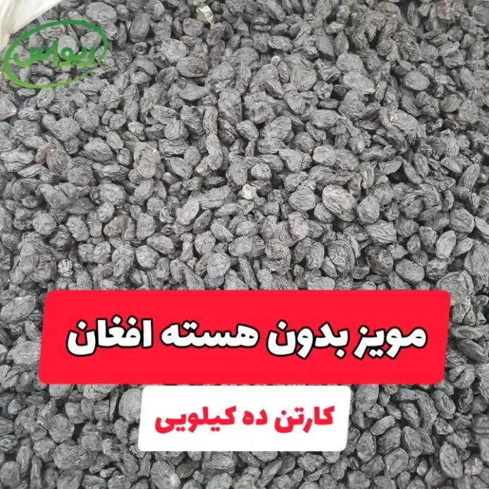 مویز بدون هسته افغان، رنگ مشکی و بنفش تیره، کشمش خشک