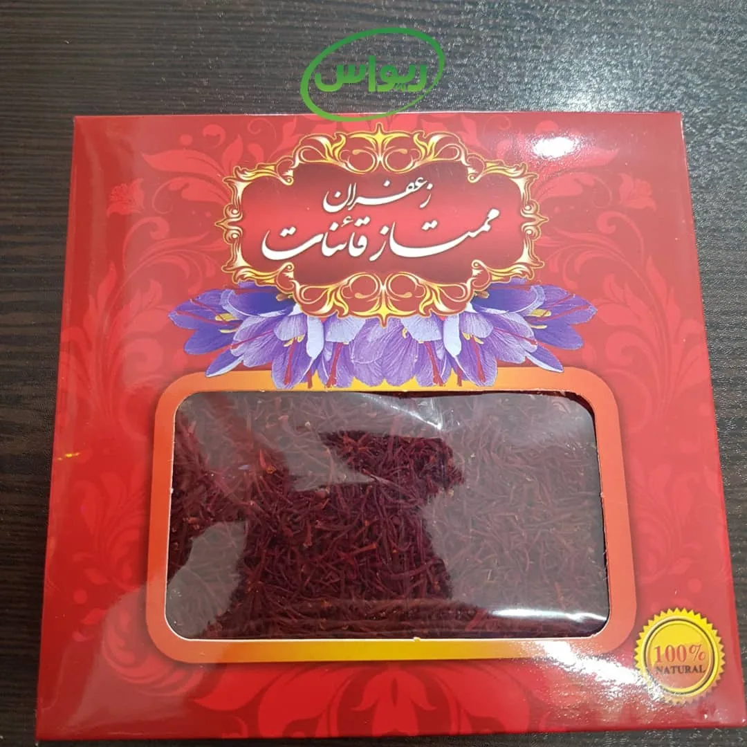 زعفران ممتاز قائنات ۴ گرمی، رنگ قرمز، رشته‌ای در جعبه مقوایی