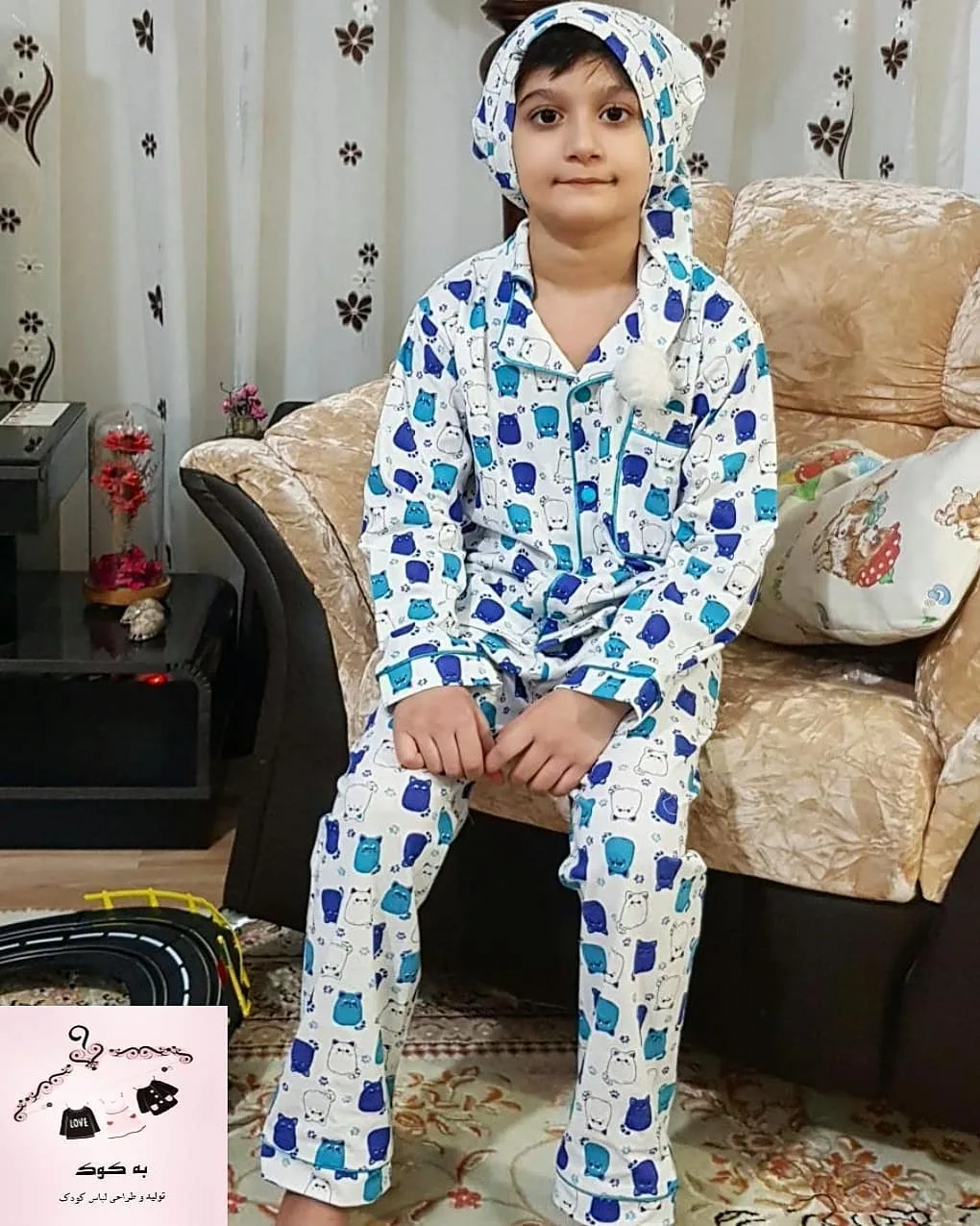 ست لباس خواب کودک طرح گربه