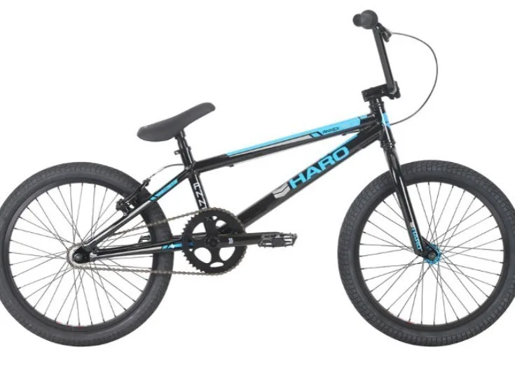 دوچرخه BMX مدل ریس هارو، رنگ مشکی و آبی، جنس فلز، مدل BMX