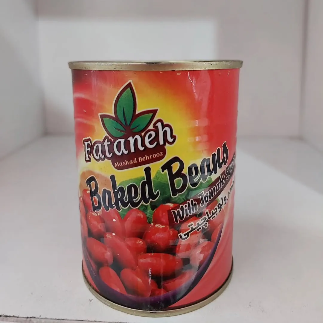 کنسرو لوبیا چیتی فتانه، رنگ قرمز، سبز و زرد، جنس فلز، استوانهای قوطی