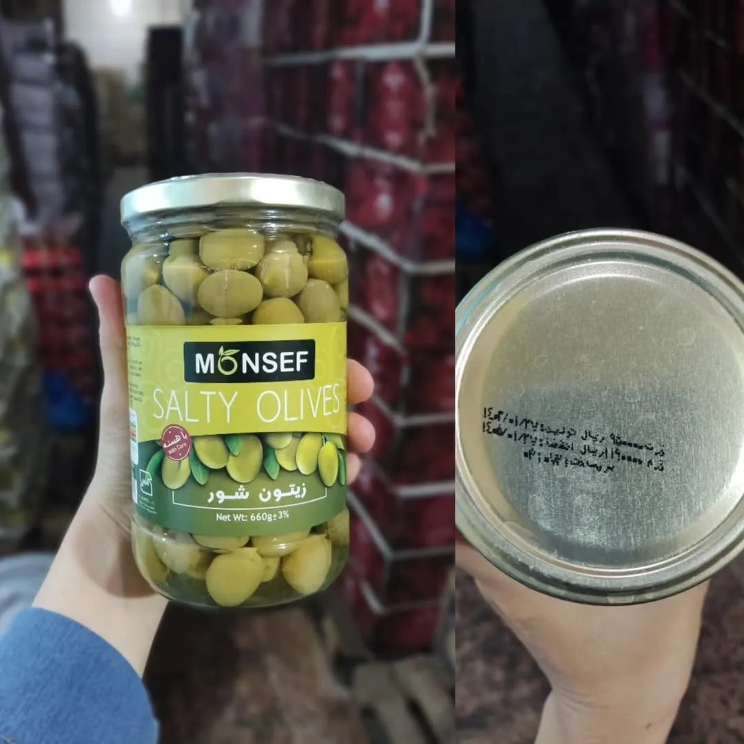 زیتون شیشه‌ای منصف، رنگ سبز، جار شیشه‌ای